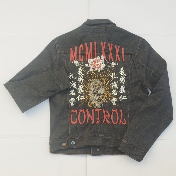 New GUESS Men's Rex Denim Embroidery Jacket - Picture 7 of 11